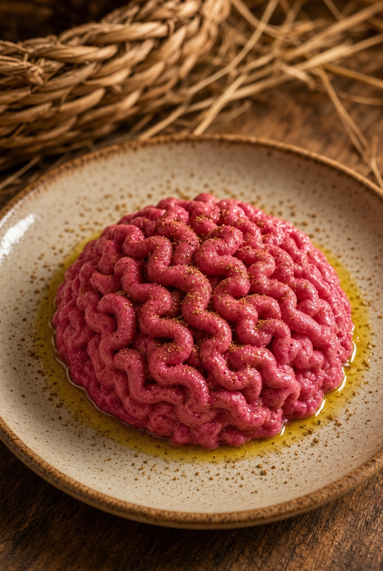 Cerveau de sorcière au houmous de betterave