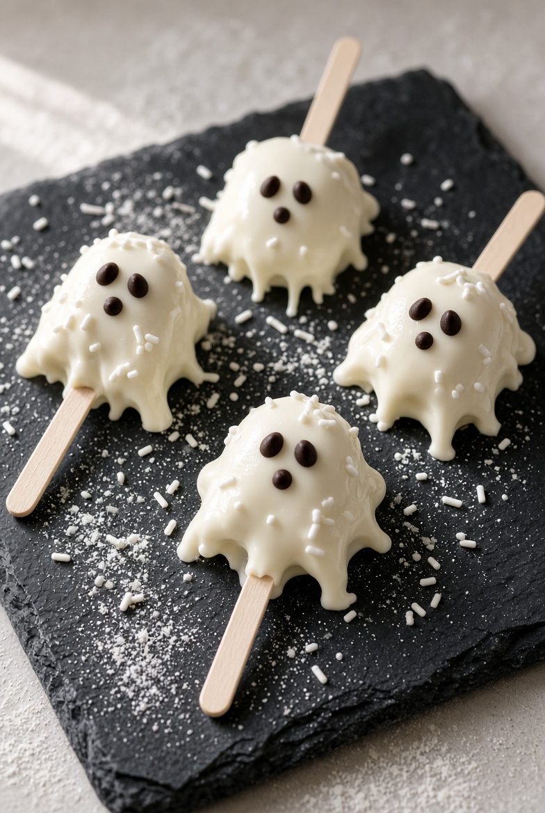 Sucettes fantômes au chocolat blanc