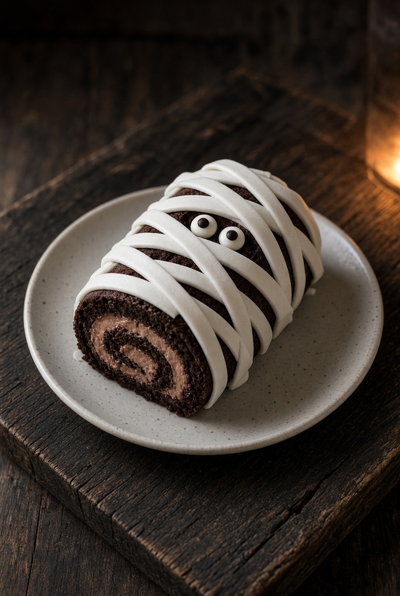 Roulé momie fantôme au chocolat