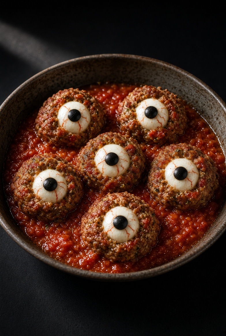 Boulettes yeux de monstre en sauce