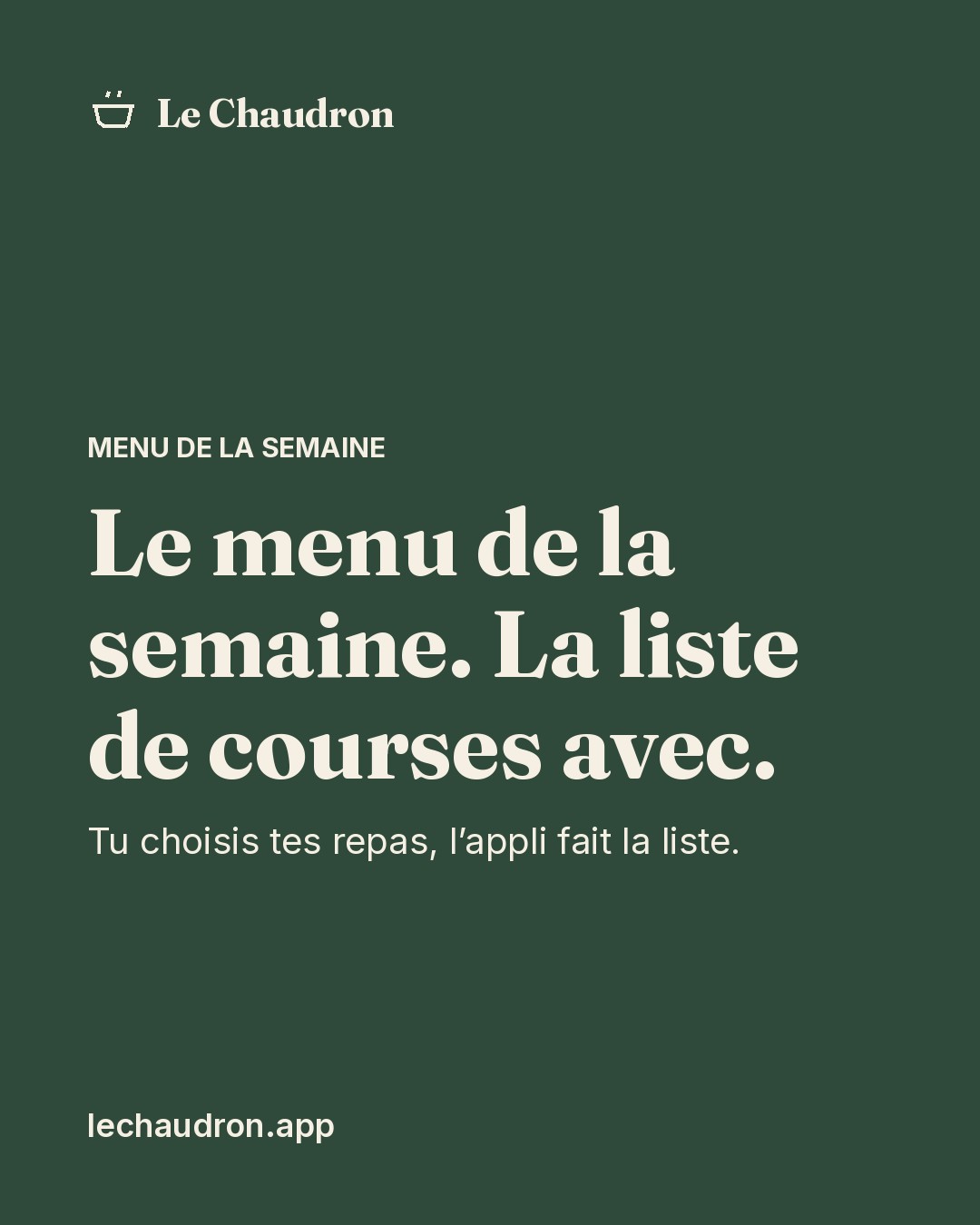 Menu de la semaine